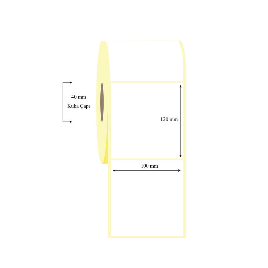 100mm x 120mm Tekli Kuşe Etiket