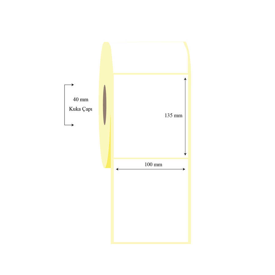 100mm x 135mm Tekli Kuşe Etiket