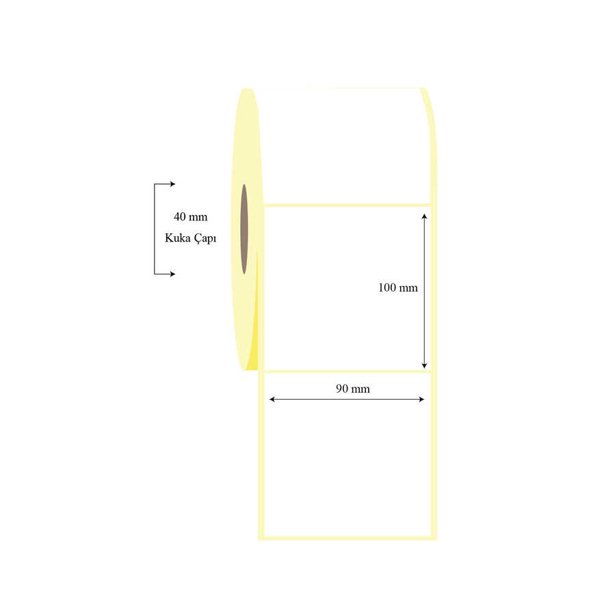 90mm x 100mm Tekli Kuşe Etiket