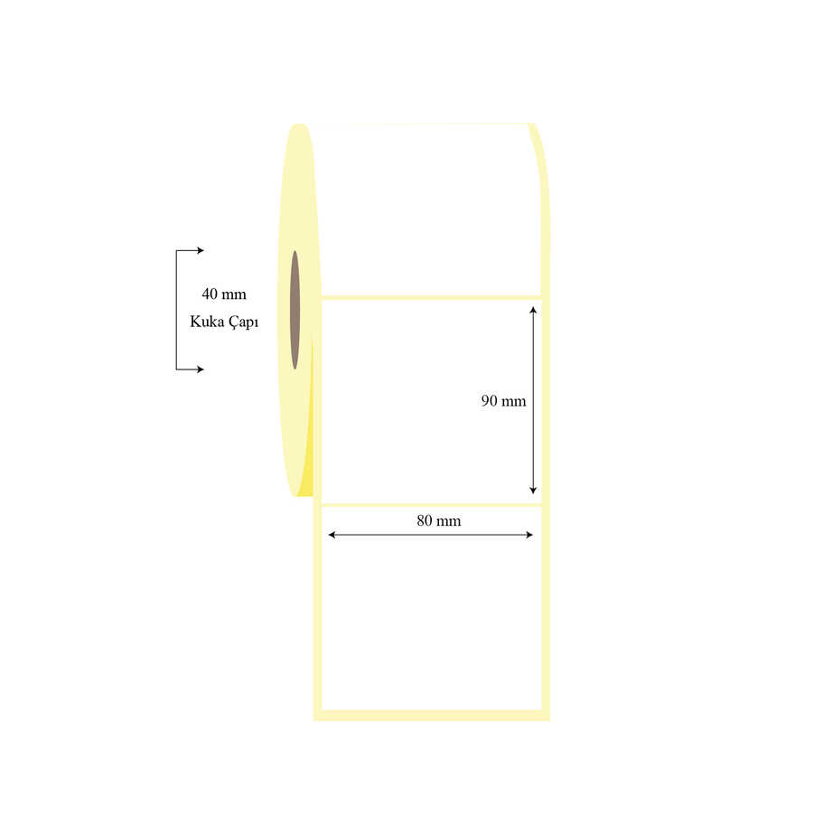 80mm x 90mm Tekli Kuşe Etiket