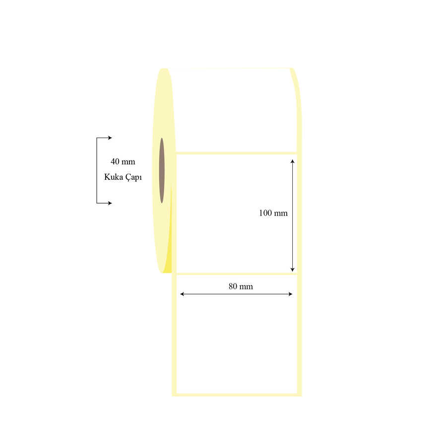 80mm x 100mm Tekli Kuşe Etiket