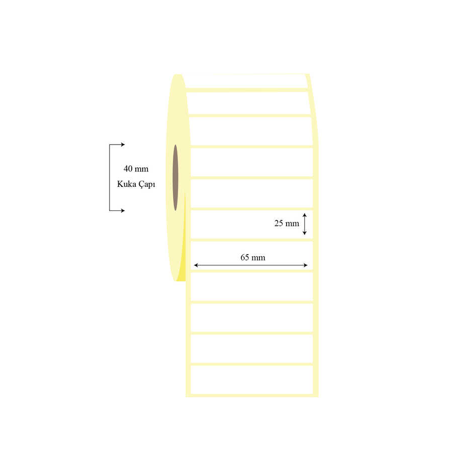 65mm x 25mm Tekli Kuşe Etiket