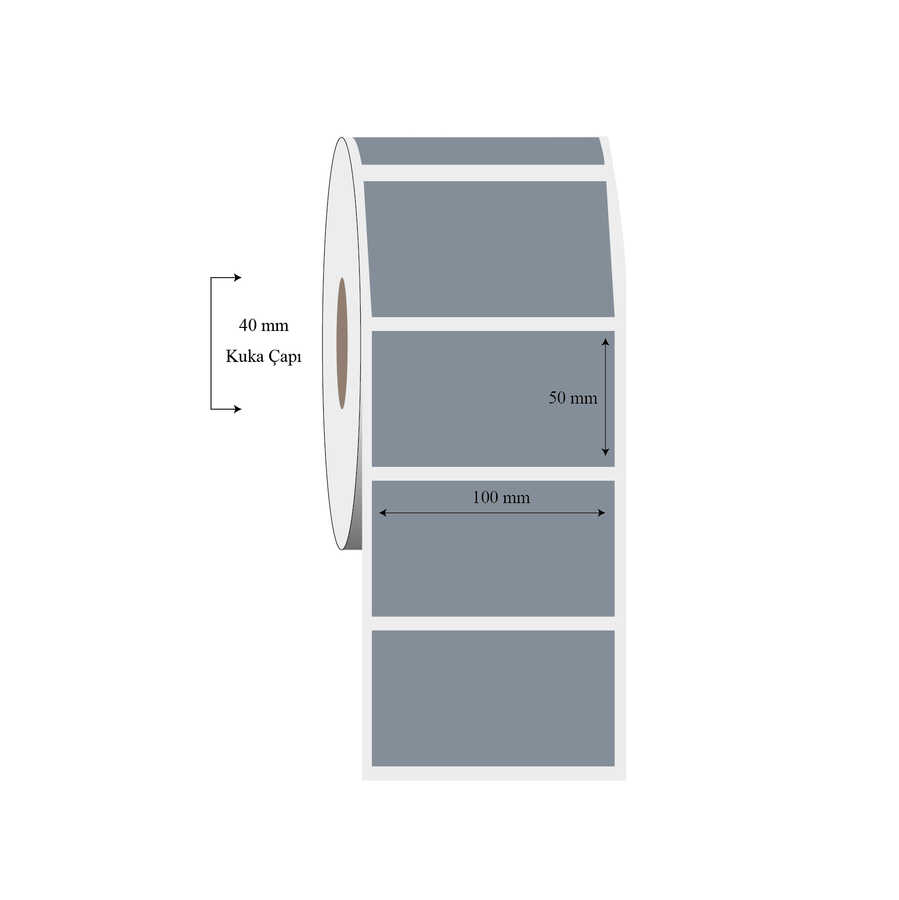 100mm x 50mm Tekli Silvermat Etiket