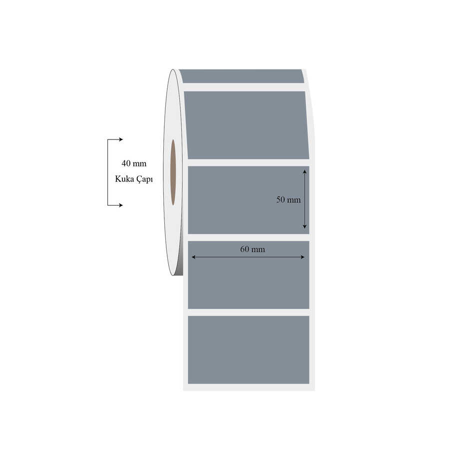 60mm x 50mm Tekli Silvermat Etiket