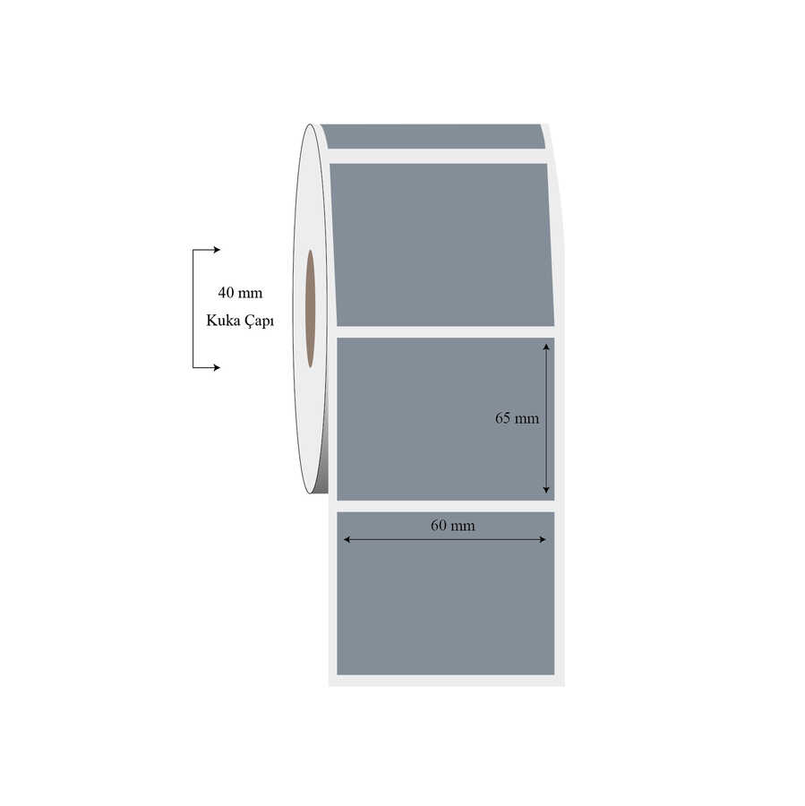 60mm x 65mm Tekli Silvermat Etiket