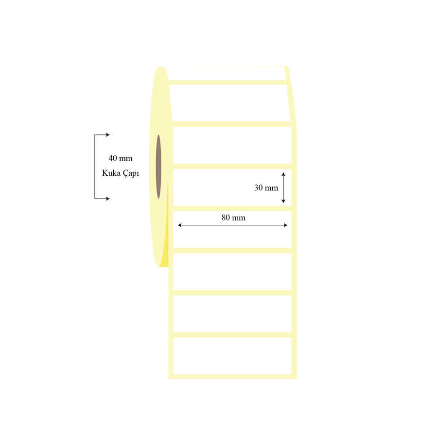 80mm x 30mm Tekli Termal Etiket