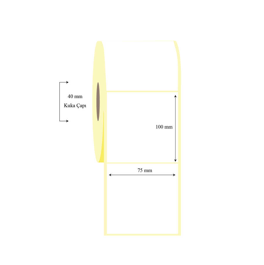 75mm x 100mm Tekli Termal Etiket