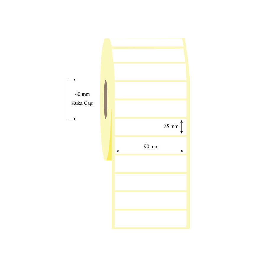 90mm x 25mm Tekli Wellum Etiket