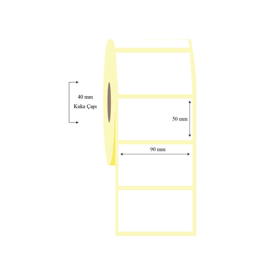 90mm x 50mm Tekli Lamine Termal Etiket