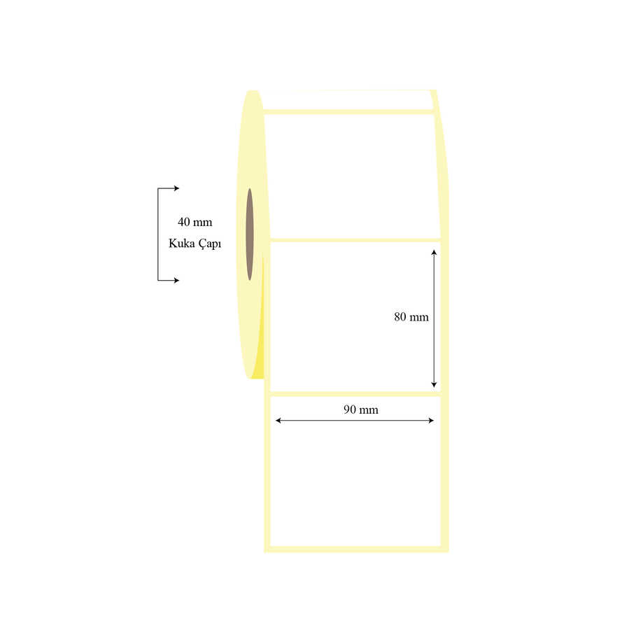 90mm x 80mm Tekli Lamine Termal Etiket