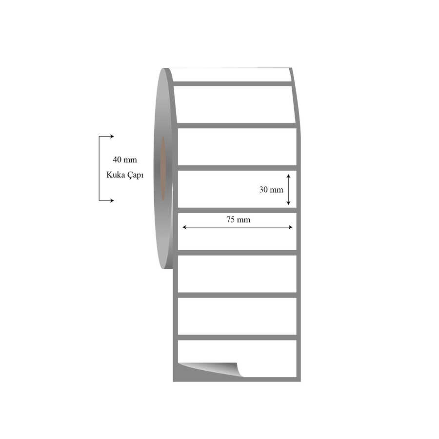 75mm x 30mm Tekli Fasson Fastyre Etiket