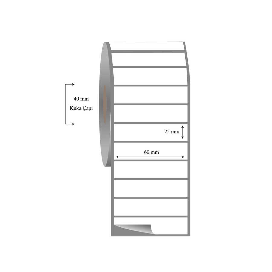 60mm x 25mm Tekli Fasson Fastyre Etiket