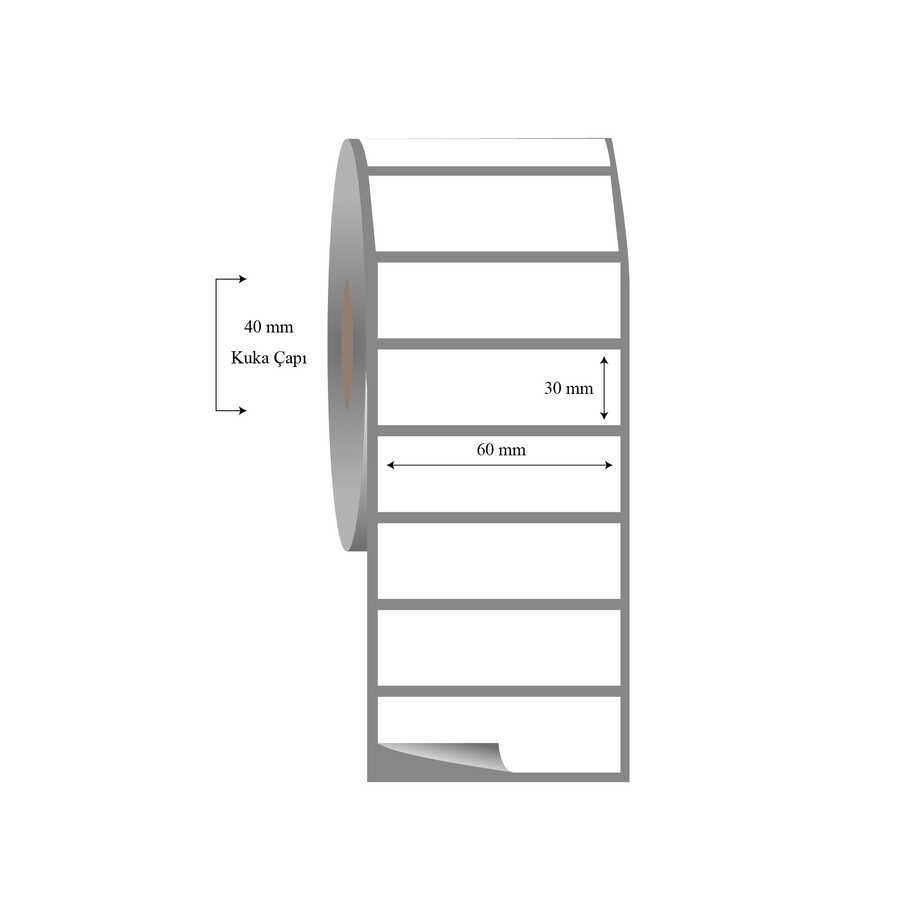 60mm x 30mm Tekli Fasson Fastyre Etiket