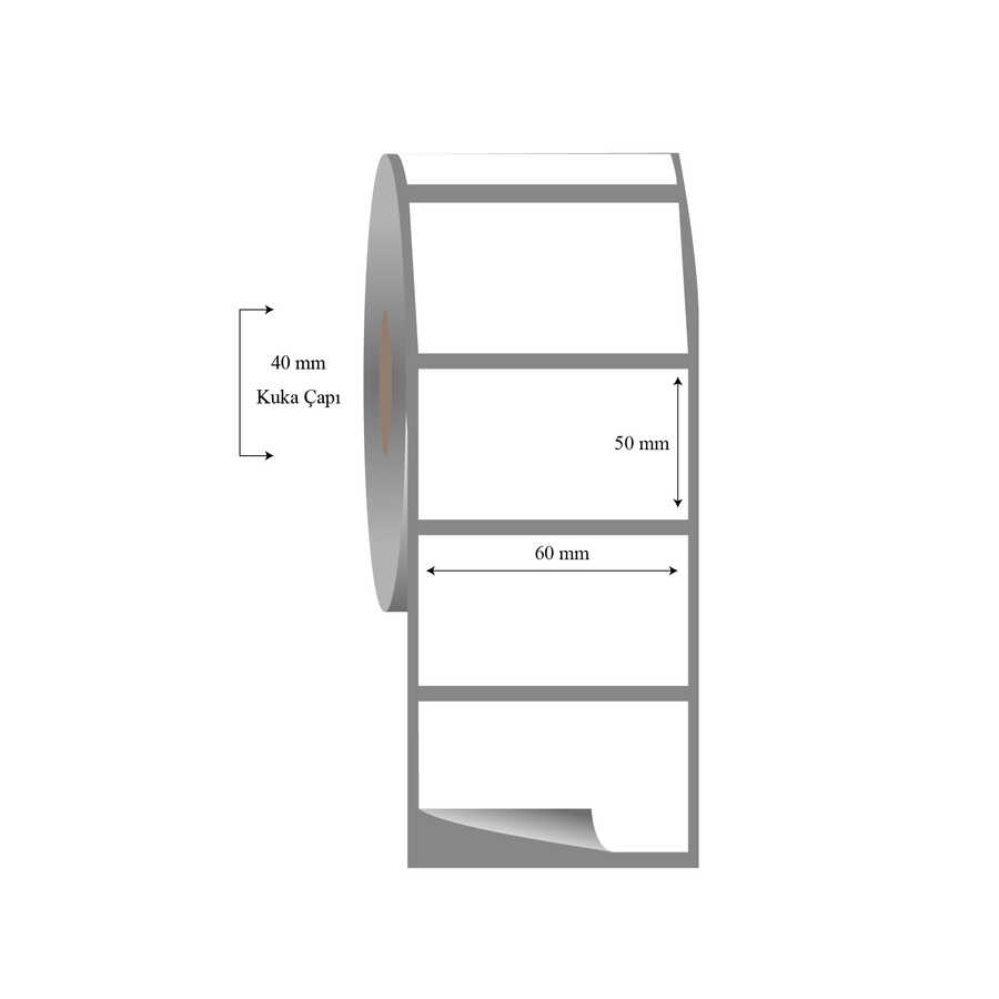 60mm x 50mm Tekli Fasson Fastyre Etiket