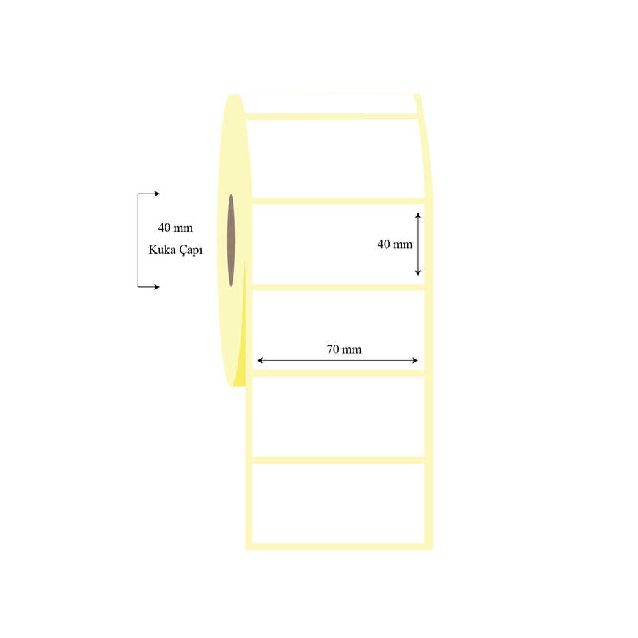 70mm x 40mm Tekli PP Opak Etiket