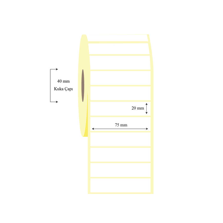 75mm x 20mm Tekli PP Opak Etiket