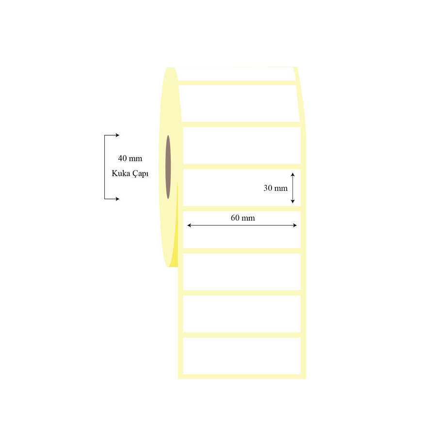 60mm x 30mm Tekli PP Opak Etiket