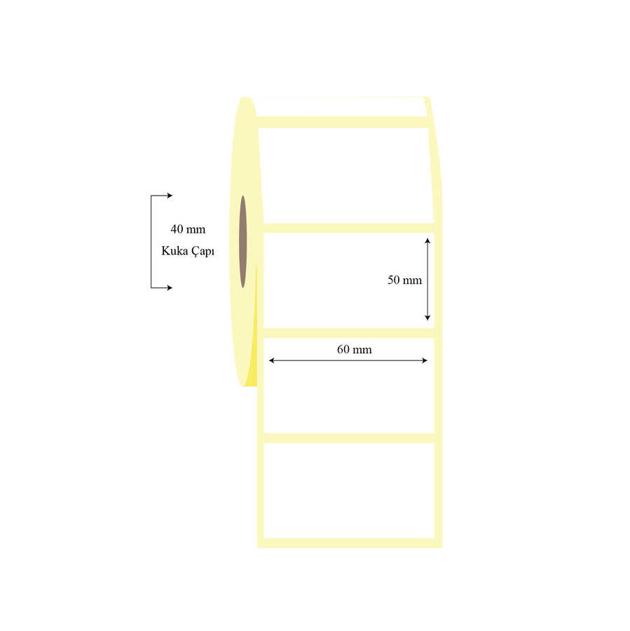 60mm x 50mm Tekli PP Opak Etiket