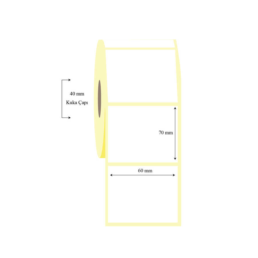 60mm x 70mm Tekli PP Opak Etiket