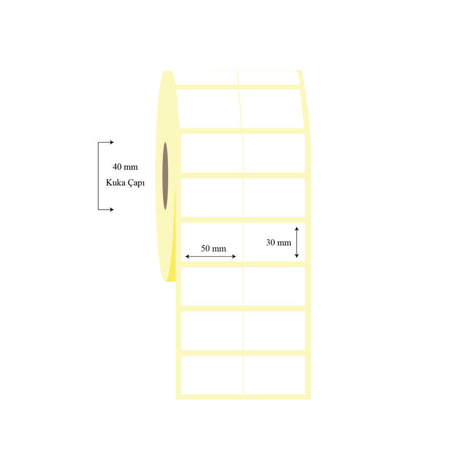 50mm x 30mm 2 li Bitişik PP Opak Etiket