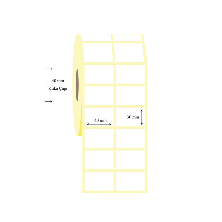 40mm x 30mm 2 li Ayrık PP Opak Etiket