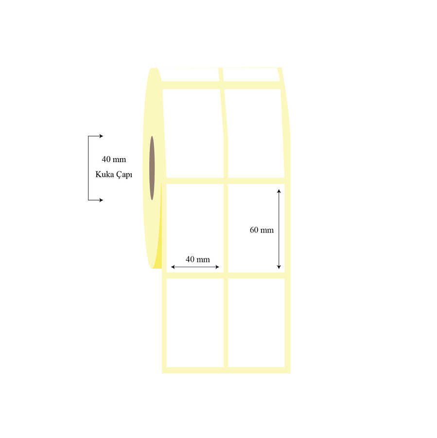 40mm x 60mm 2 li Ayrık PP Opak Etiket