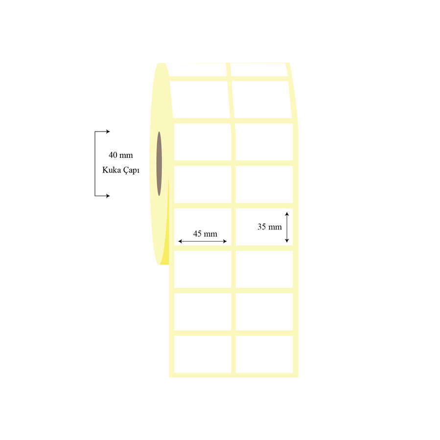 45mm x 35mm 2 li Ayrık PP Opak Etiket